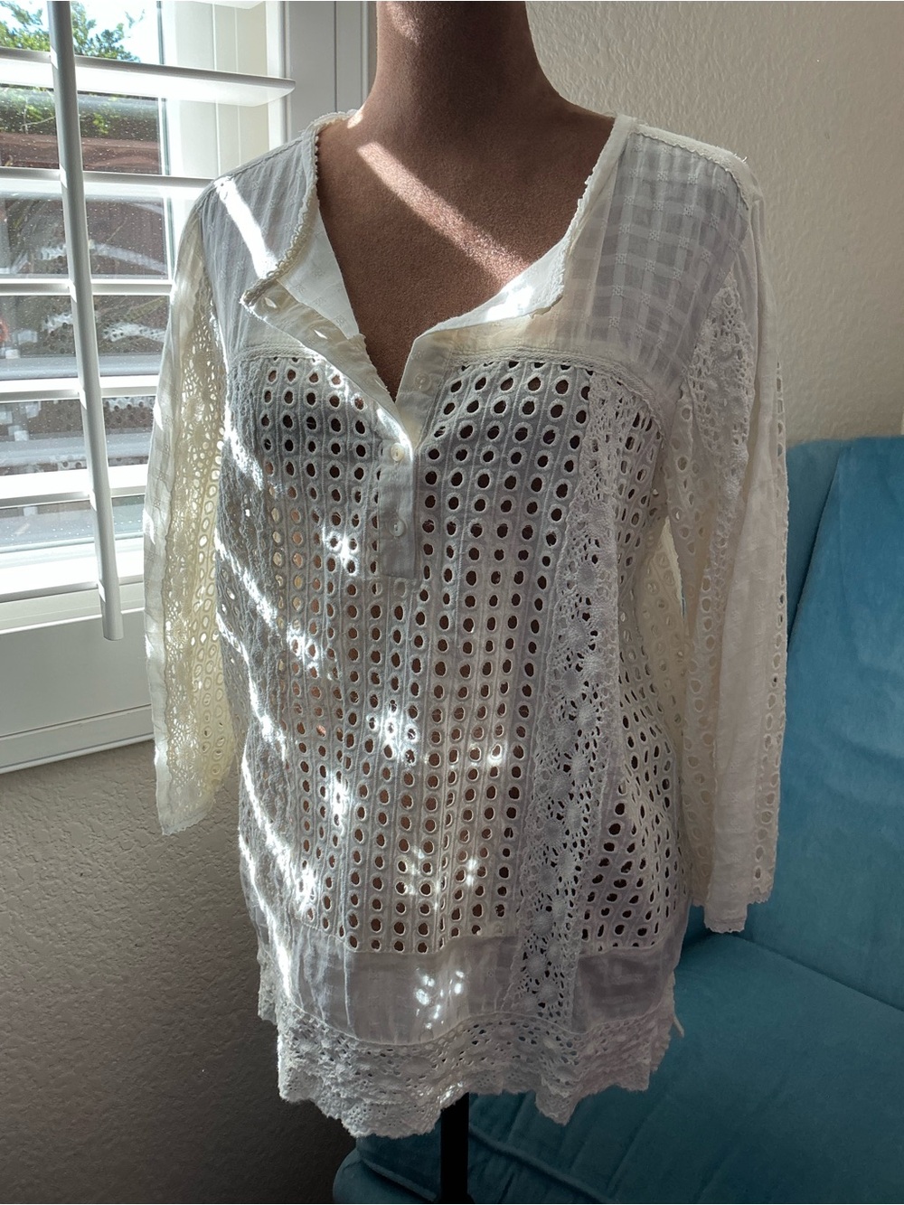 Sundance Cream Eyelet & Lace Top